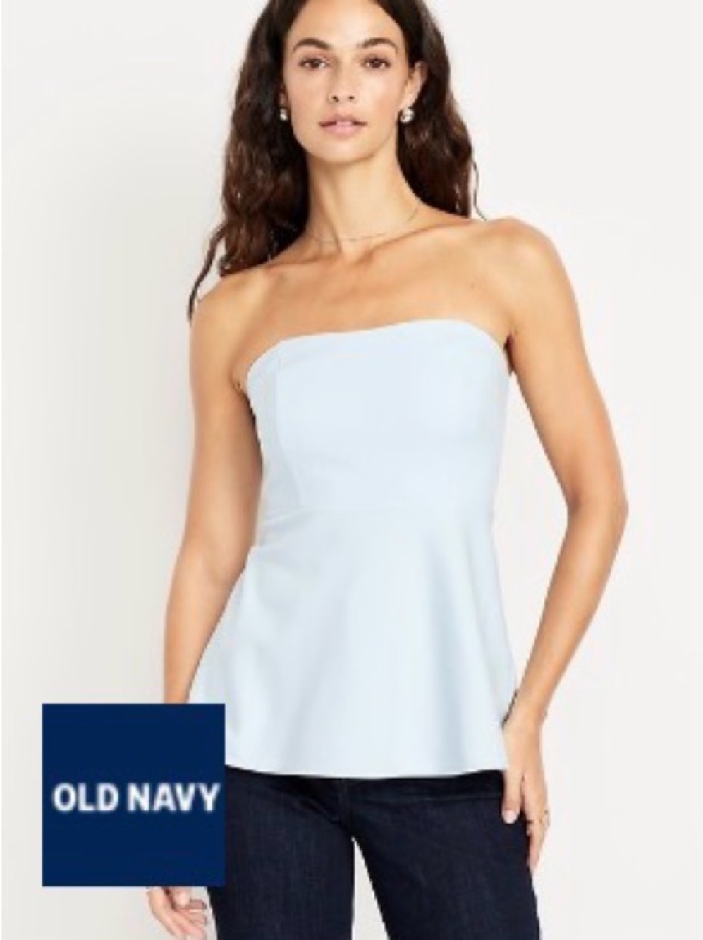 Old Navy Pale Blue Strapless Peplum Camisole